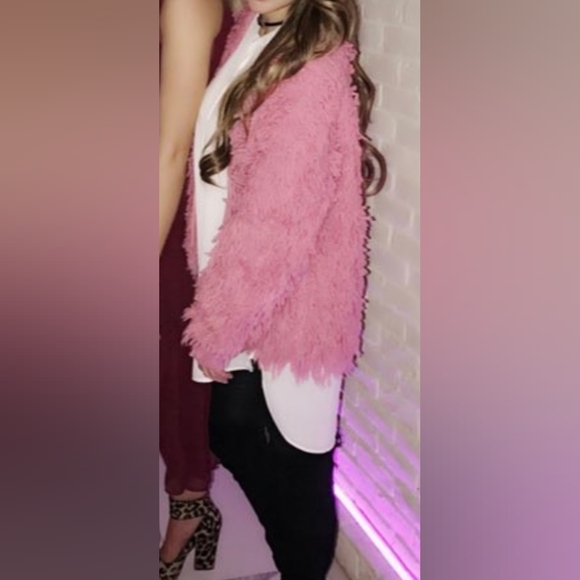 And Other Stories Pink Shaggy Wool-blend Knit Cardigan - Picture 4 of 16
